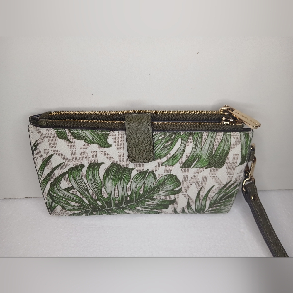 Michael Kors Jet Set Travel Double Wristlet Wallet Palm Leaf Monstera Leaf - Picture 5 of 11